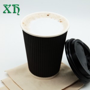 Bicchiere di carta da parati ondulato biodegradabile da 12 once per tazze da caffè all\'ingrosso di caffè caldo